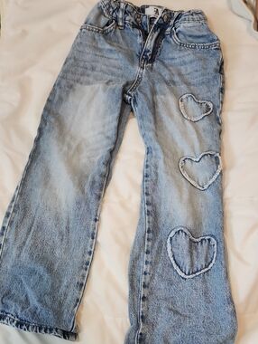 Kids Light Blue Heart Patch Jeans